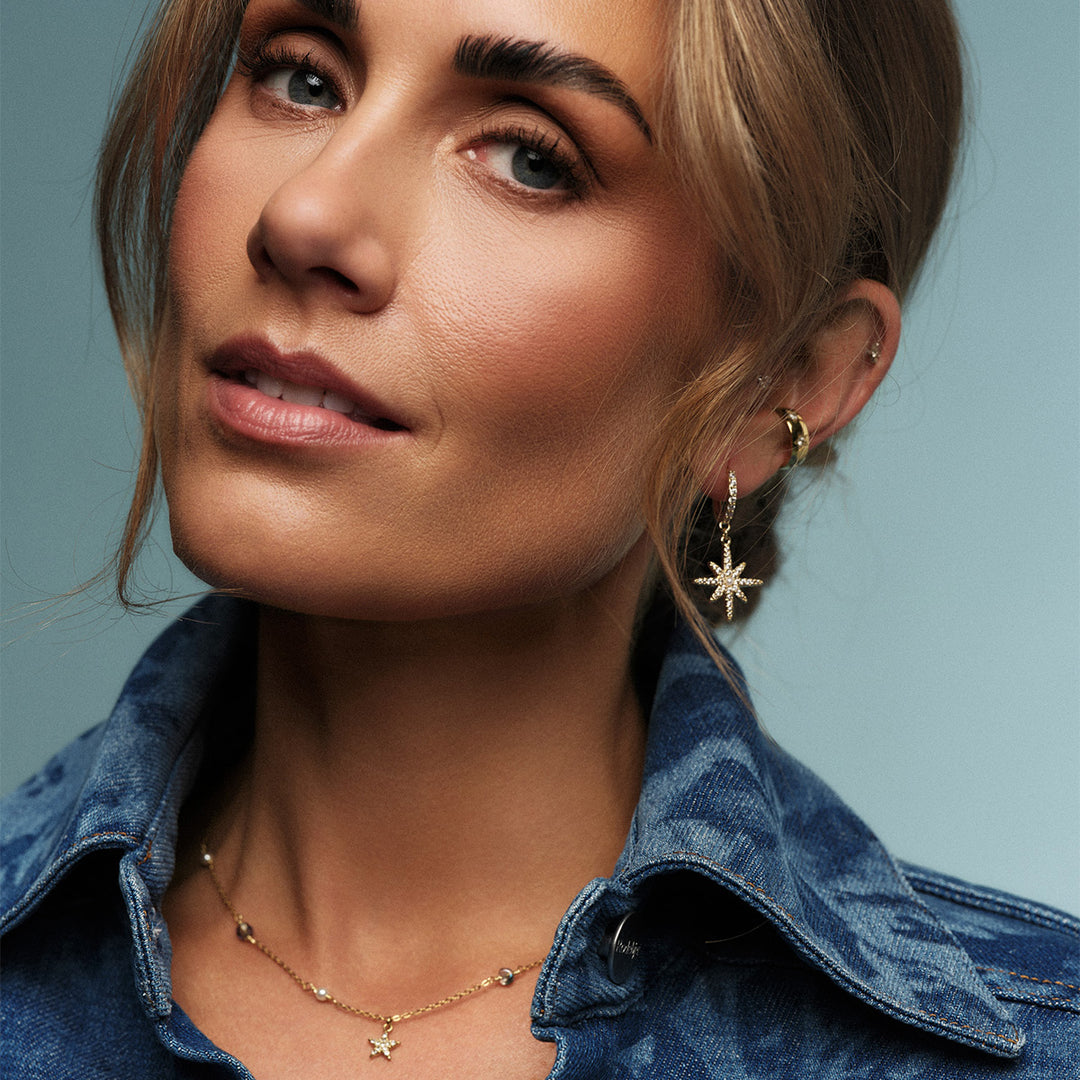 Stella Hoops Earring by Tone Damli - Gold/Crystal