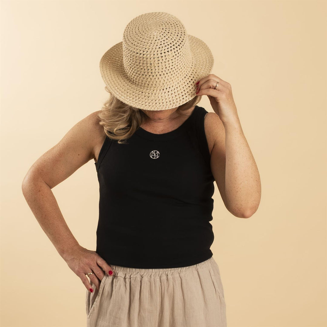 Hatt "Summer" flat topp myk - Offwhite