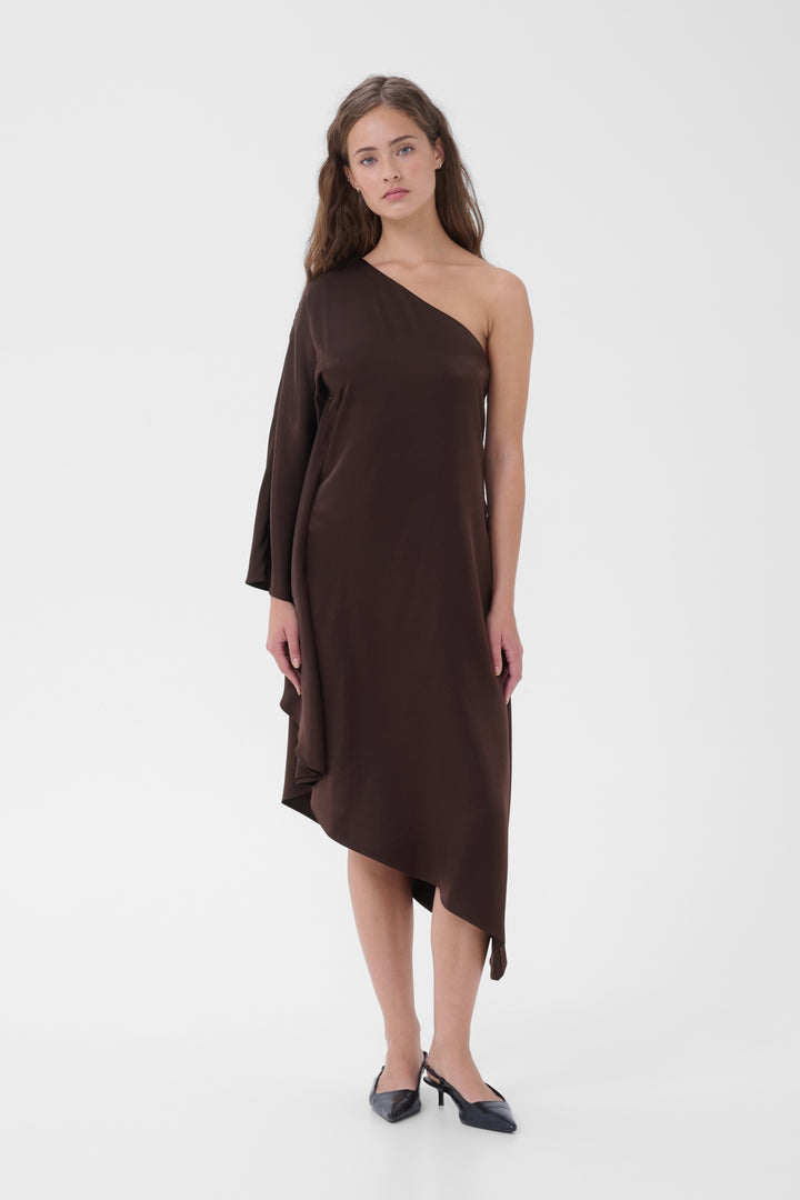 Estelle Asymmetric Dress -Chocolate Plum