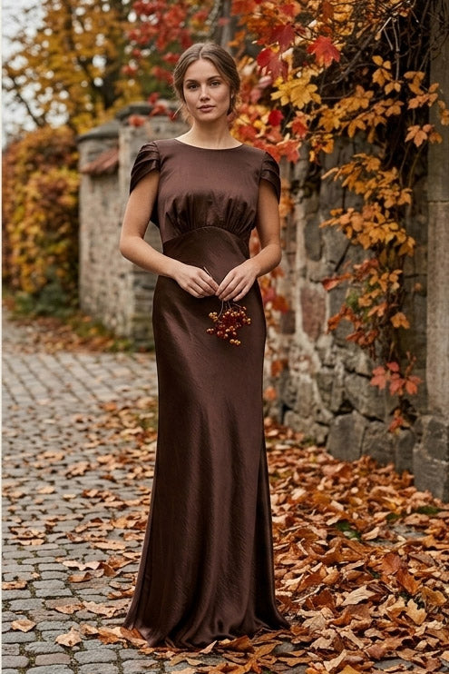 Amaris Heavy Satin Maxidress - Chocolate