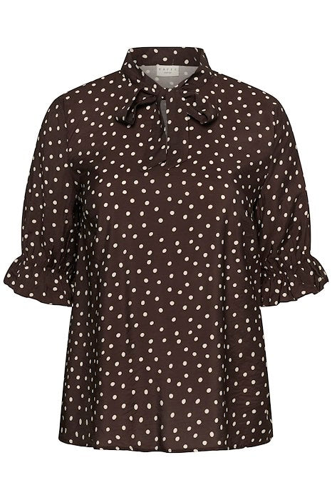 KCditte Blouse - Coffee Bean Turtledove Dot