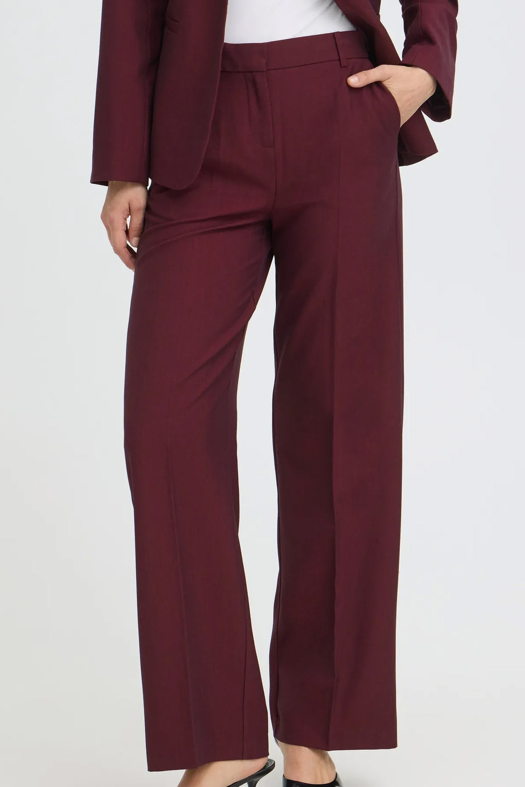 BYDANTA WIDE LEG PANT 2 CROP - Fig Melange