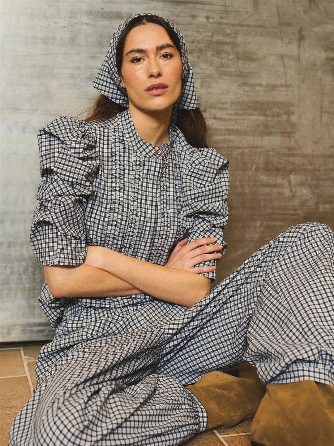 AnnsofiGO Lullu Blouse - Black Check