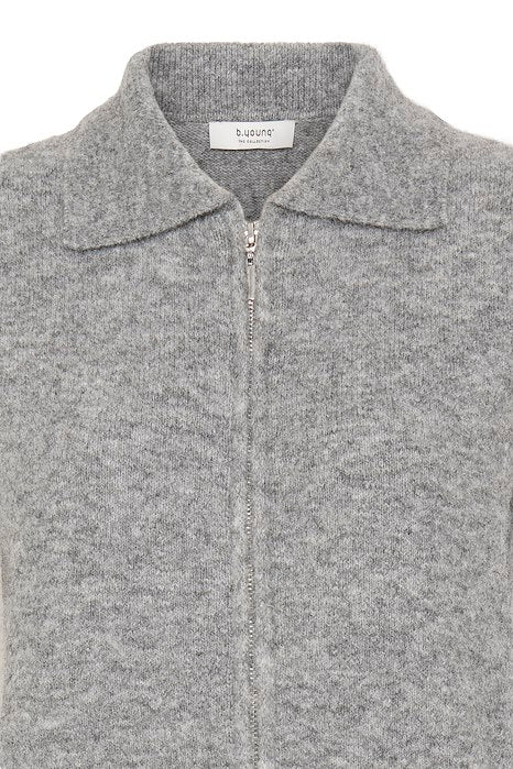 BYOMEA ZIPPER Waistcoat - Mid Grey Melange