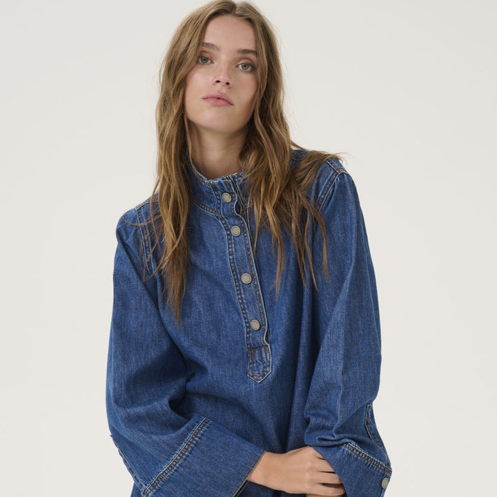 Hilma 171 Boxy Blouse - Medium Blue Wash