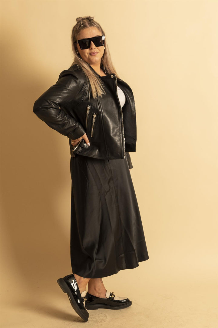 Phoebe Leather Biker Jacket - Black