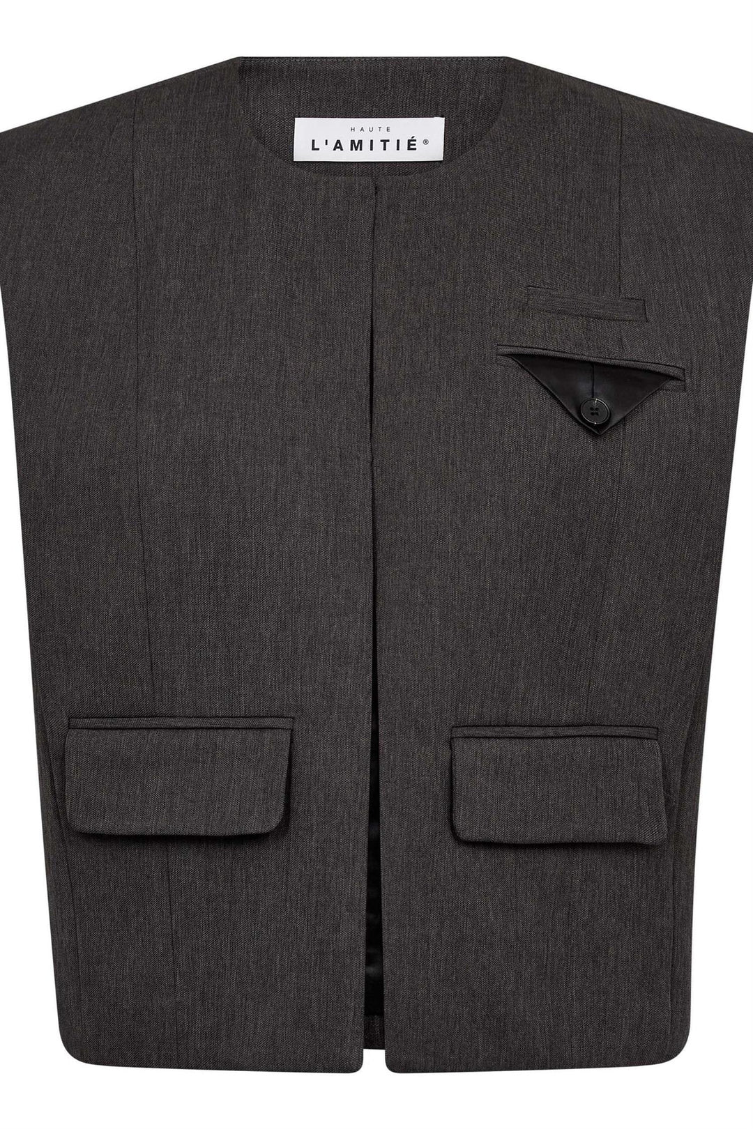 Amy Box Crop Waistcoat - Grey Melange