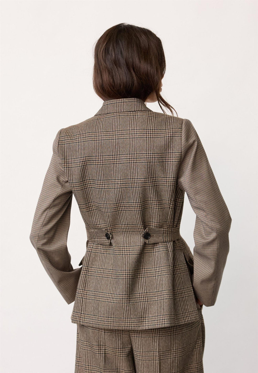 Veya Check Fitted Blazer - Brown