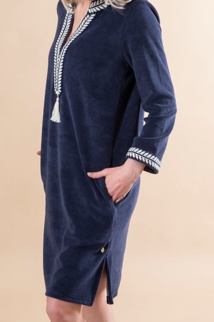 Kaftan Short Dress - Navy