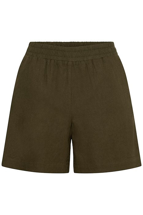 Dias Linen Shorts - Forest Night