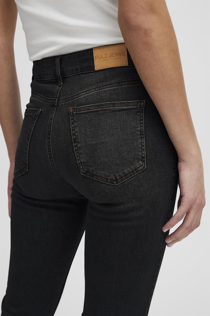PZEMMA HighWaist Jeans Medium Straight Leg - Black Leg