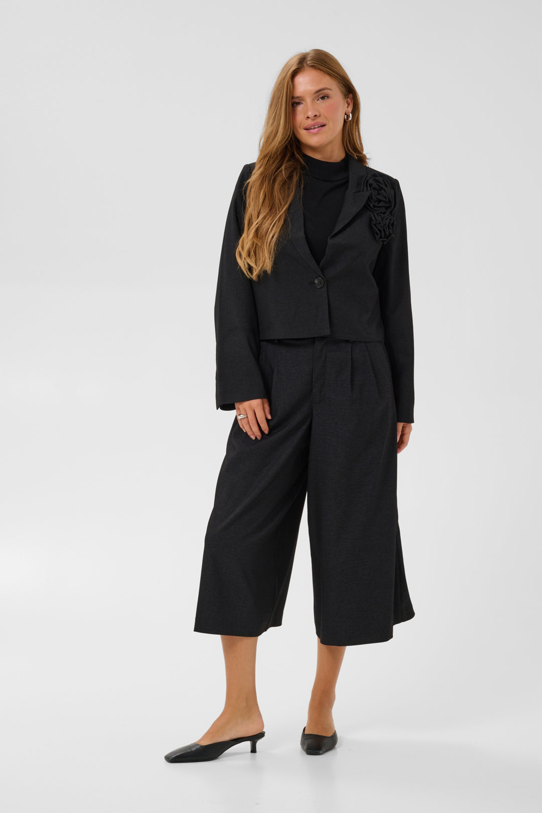 KAgabby Culotte Pants - Dark Grey Melange