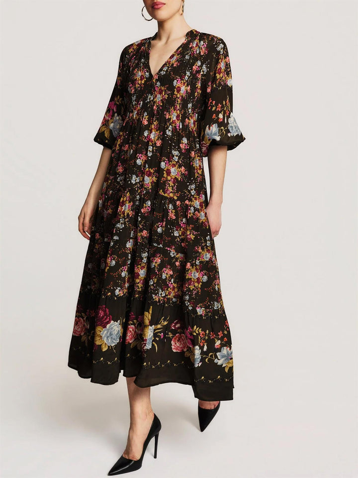 Bohemian Shift Dress - Forest Bouquet