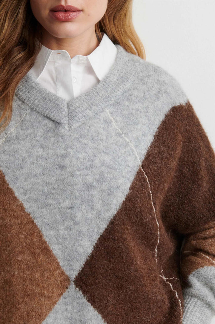 Forca Knit V-Neck - Lt Grey Mel