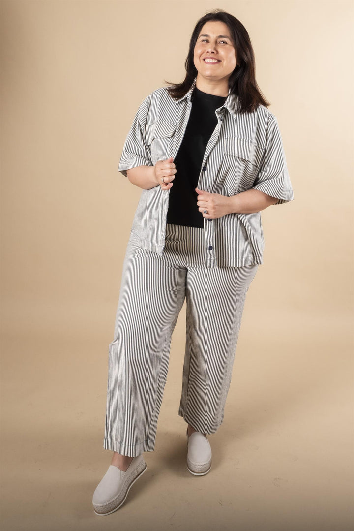 KAnaya Striped Culotte Pants - Midnight/White Stripe