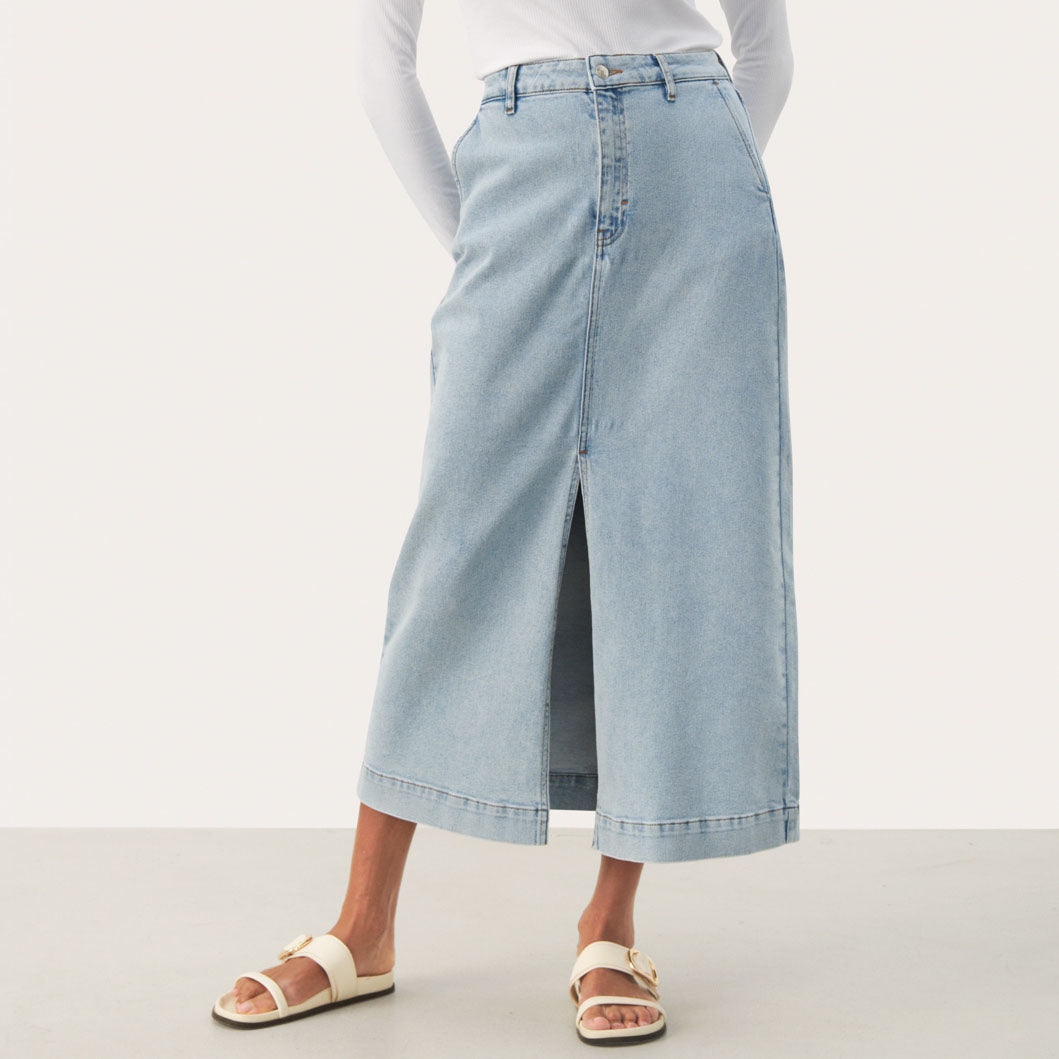 Caliah Maxi Skirt - Light Blue Denim