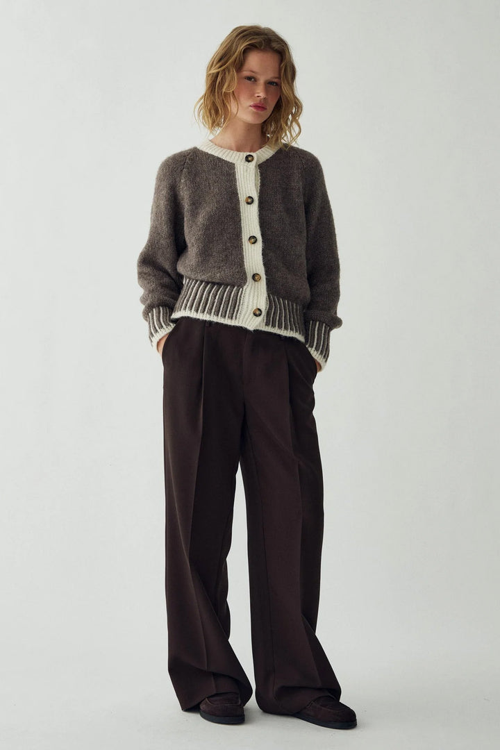 Nedra Knit Cardigan - Ash Brown Beige