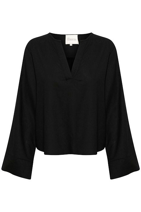 Dias Linen Blouse - Black