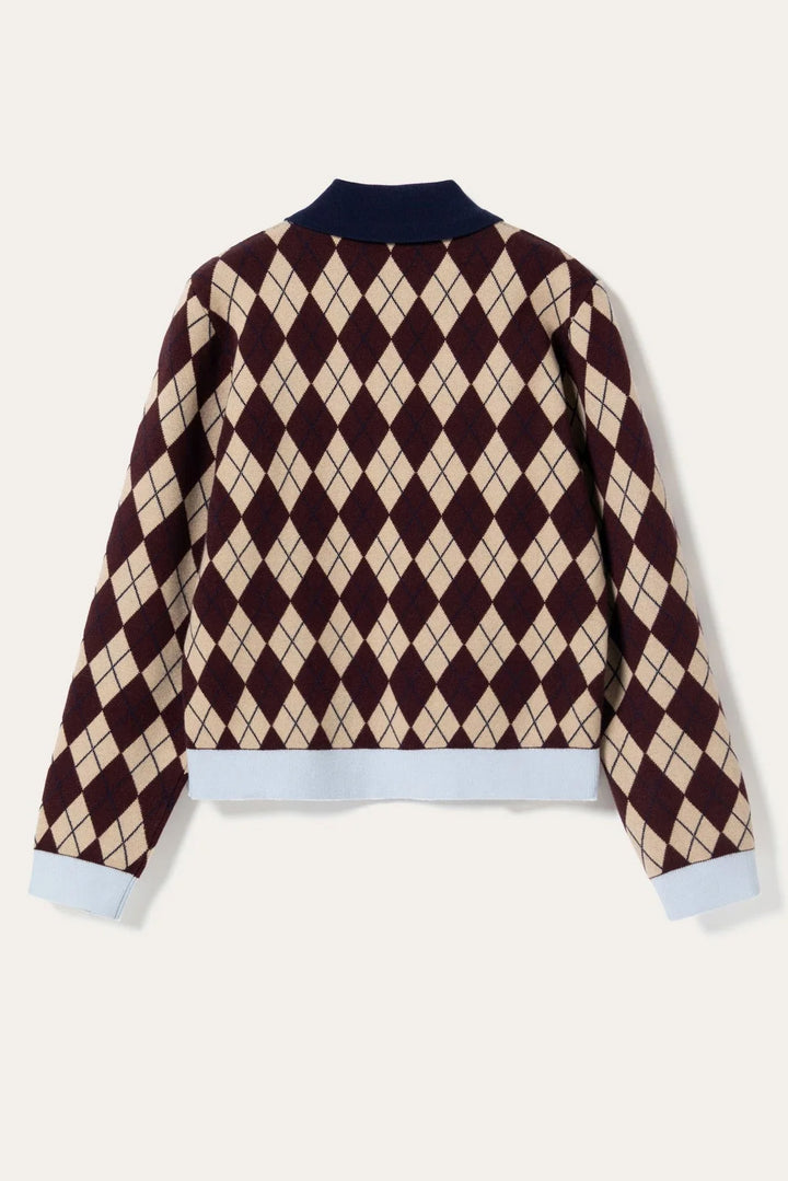Makayla Knit - Diya Burgundy Check