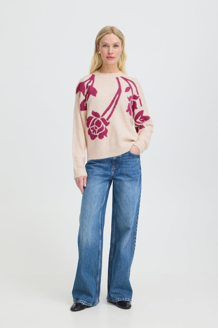BYomea Flower Jumper 4 - BIRCH/PINK ROSE