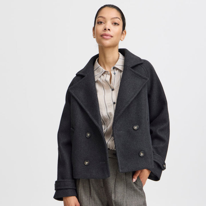BYCILIA CABAN JACKET - Black melange