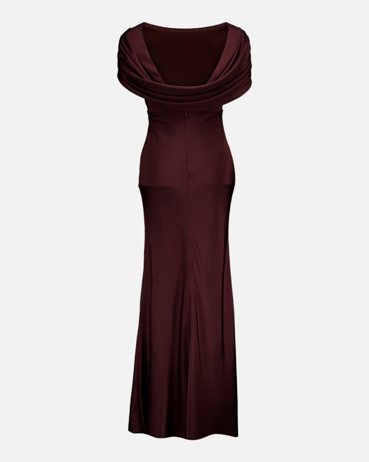 Amaris Heavy Satin Maxidress -  Deep Cherry