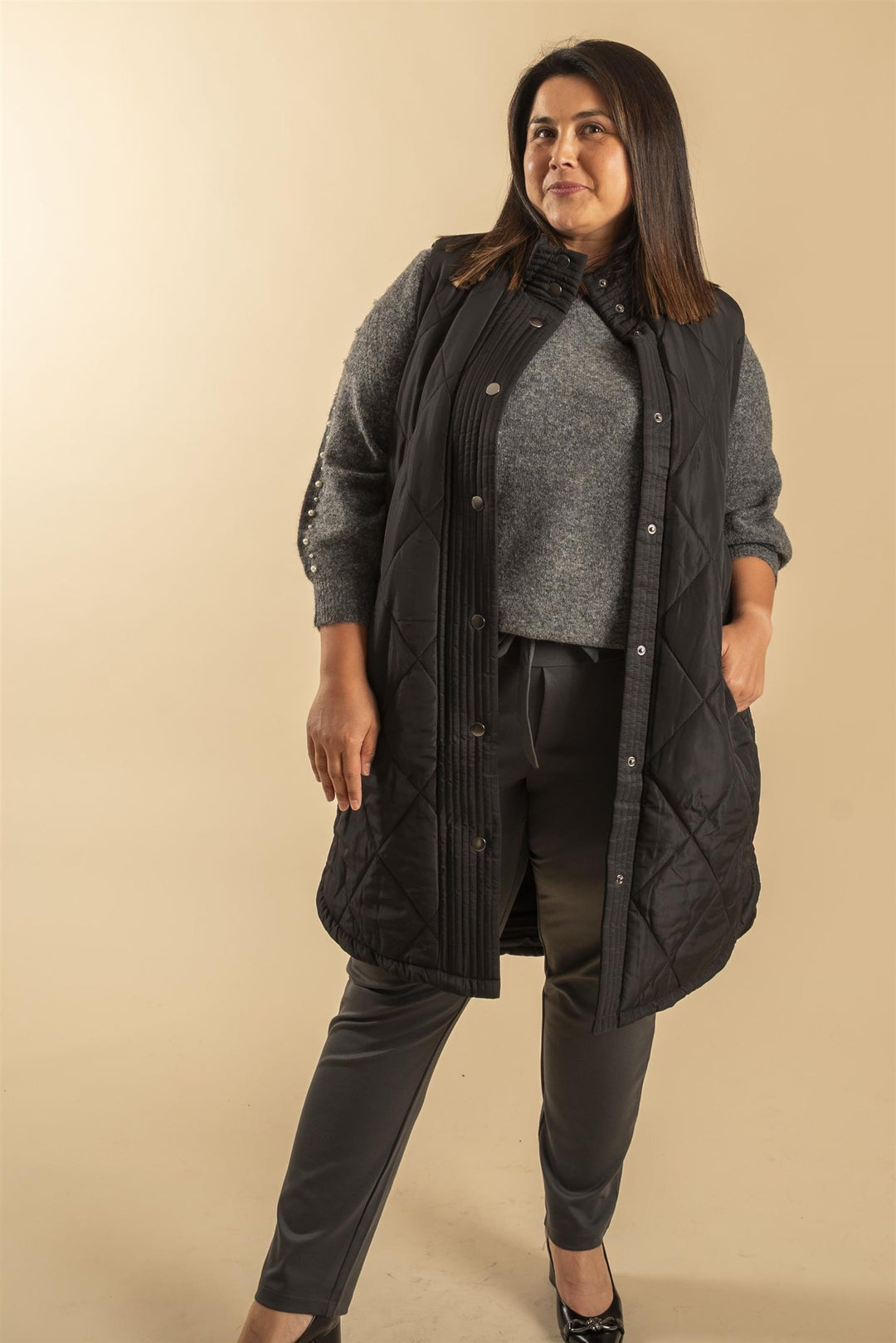 KCmalena Qouilted Waist Coat - Black deep