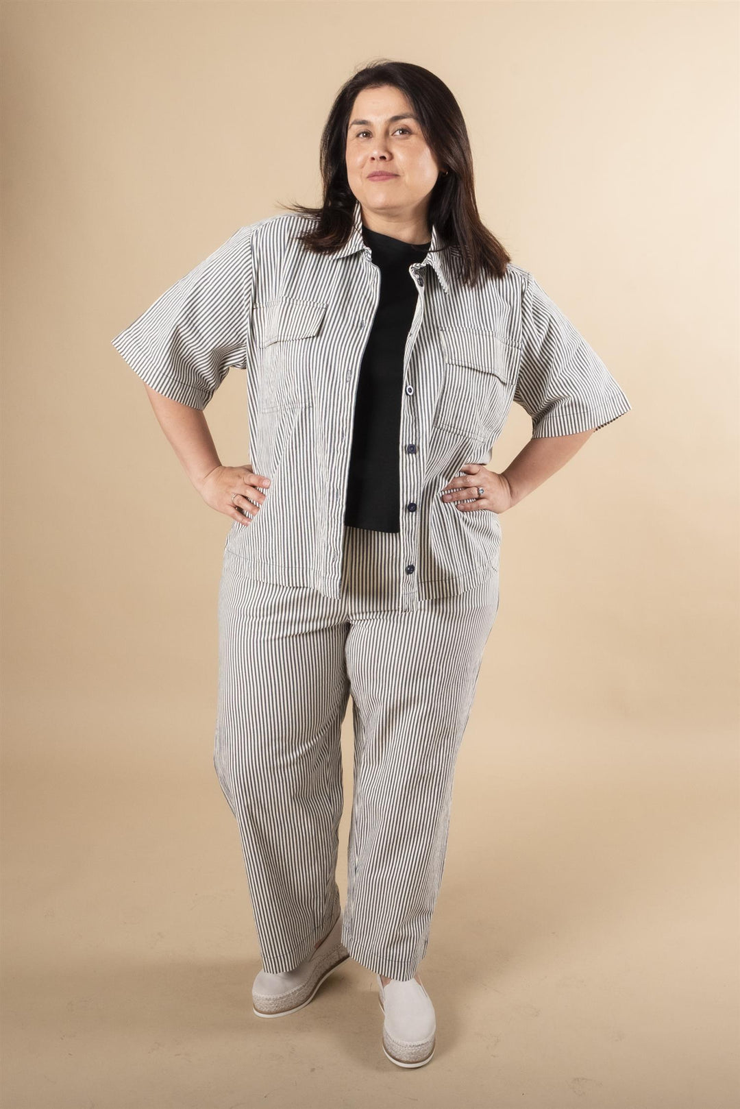KAnaya Striped Culotte Pants - Midnight/White Stripe