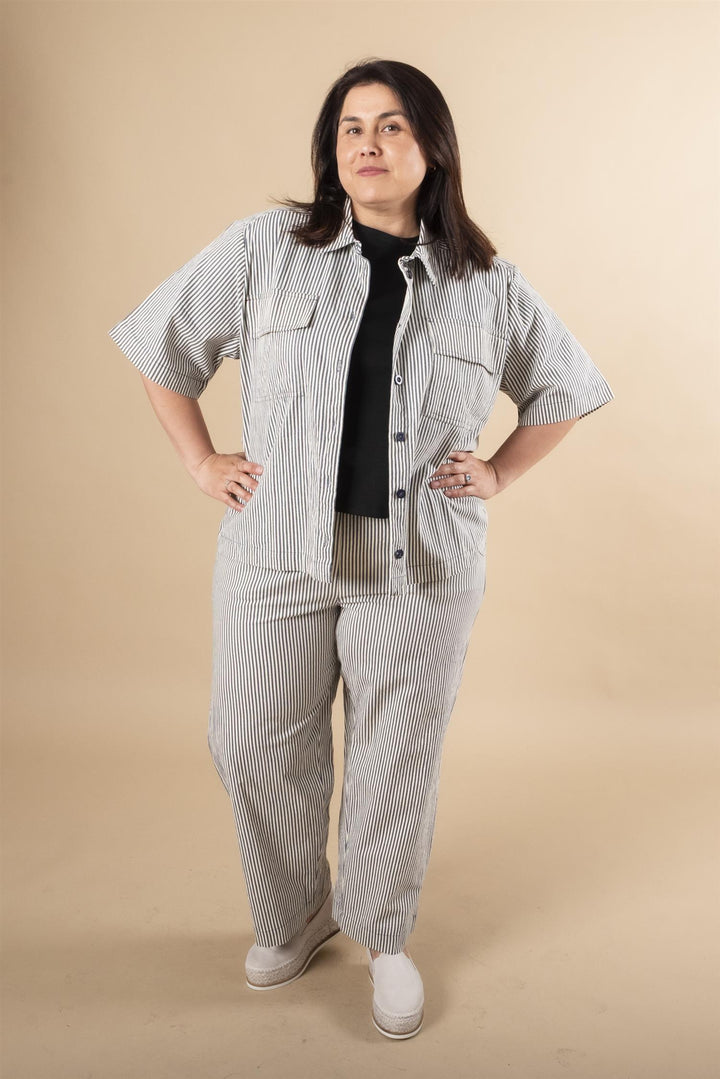 KAnaya Striped Culotte Pants - Midnight/White Stripe
