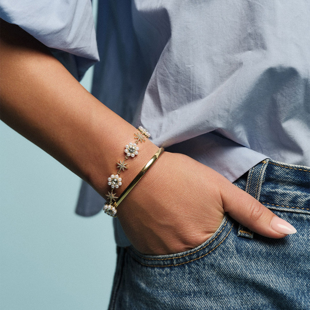 Celestial Bracelet by Tone Damli - Gold/Crystal/Pearls