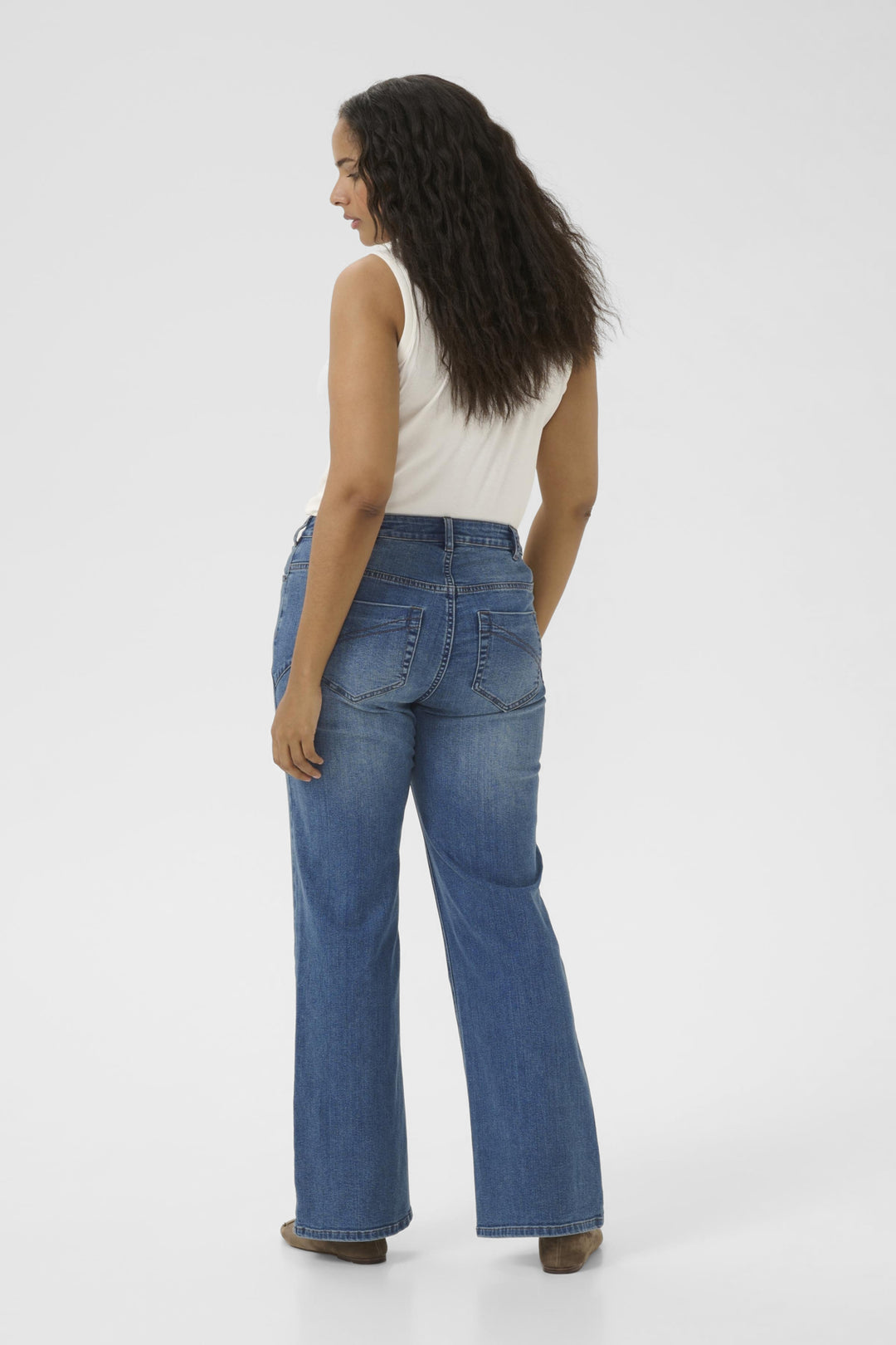 KCflora Flared Full Length Jeans - Medium blue denim