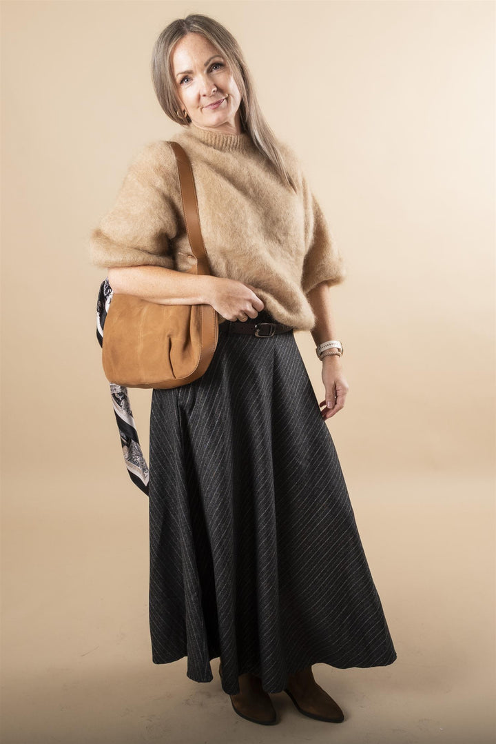 Joselina Pinstripe Maxi Skirt - Black