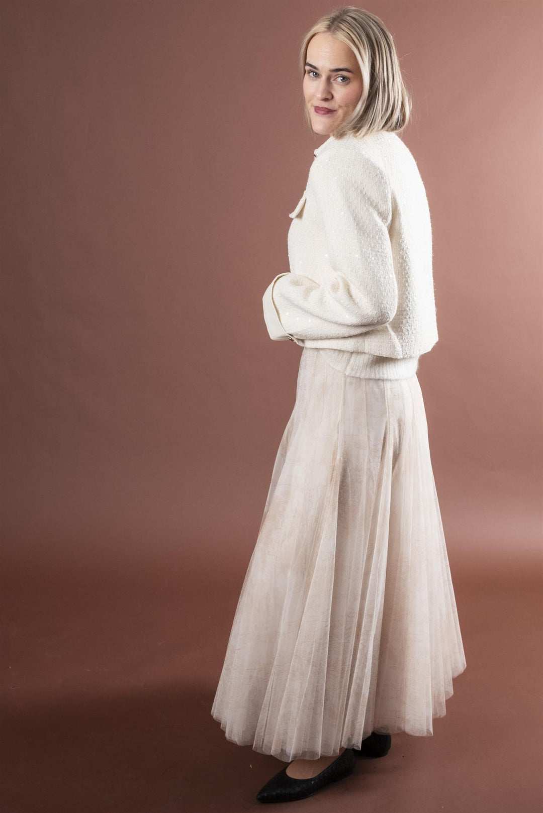 Tulle Skirt Print - Off white