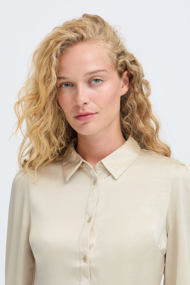 BYISA PEPLUM SHIRT - Oatmeal