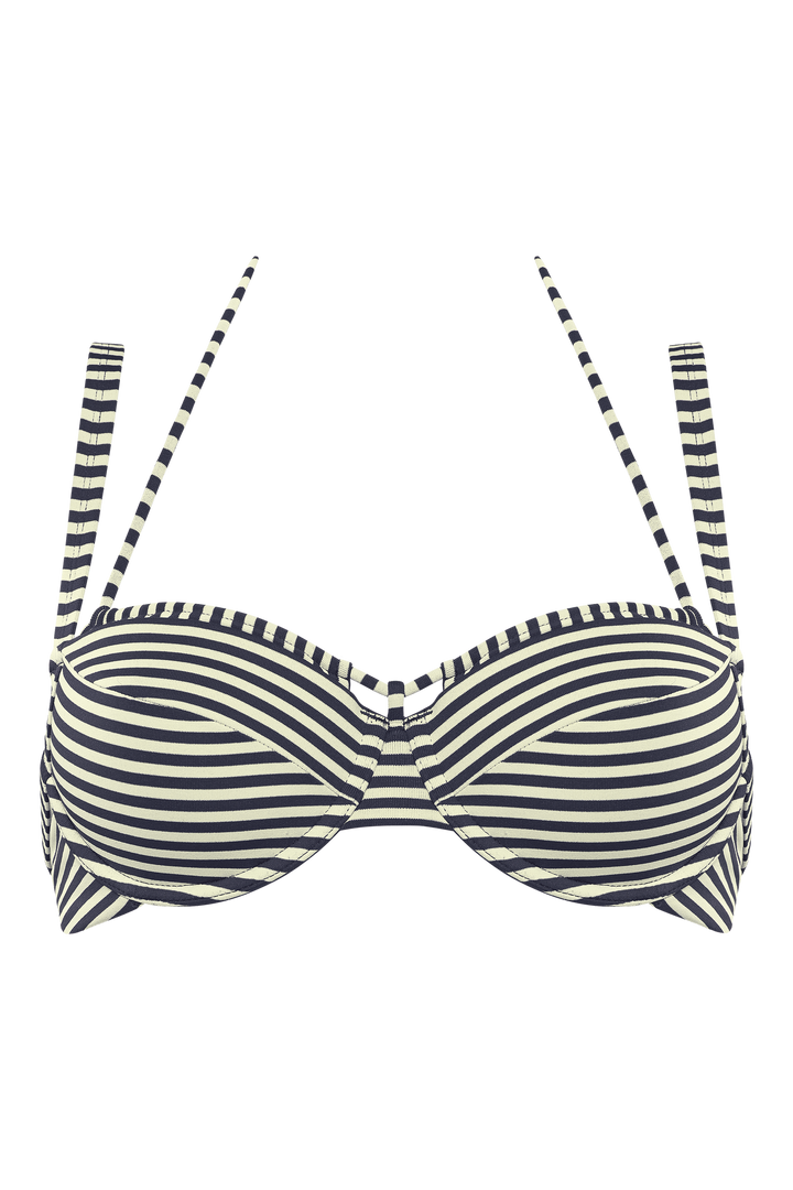 Holi Vintage Padded Balc Bikini Top - Navy stripe