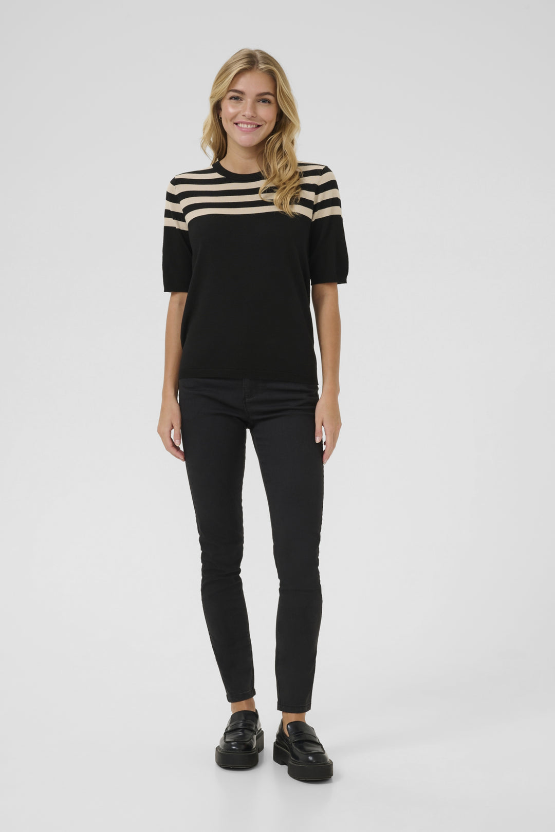 KAlizza Striped Knit - Black/Feather Gray Half Stripe