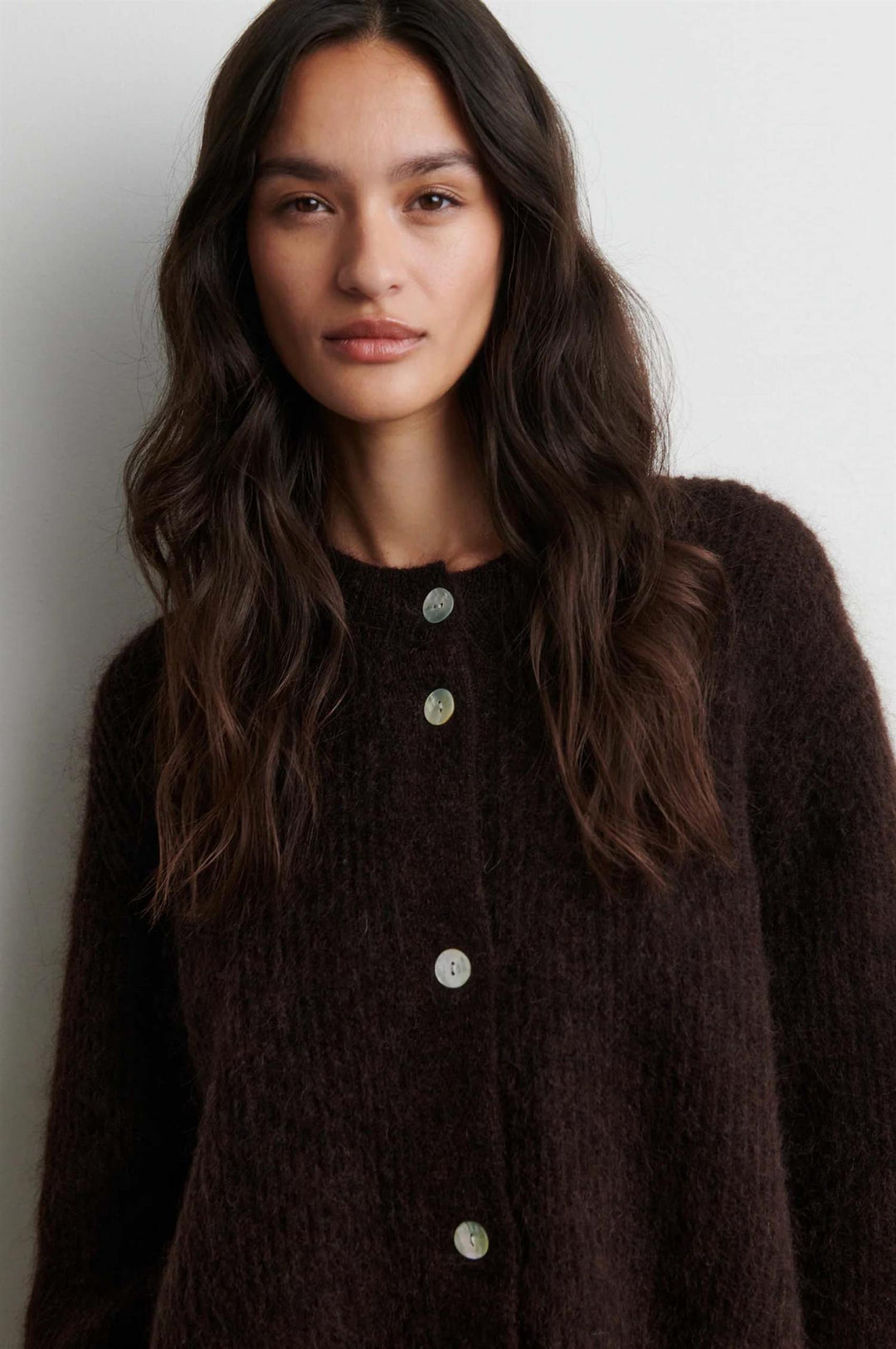 Andrea Knit Cardigan - Chocolate Brown
