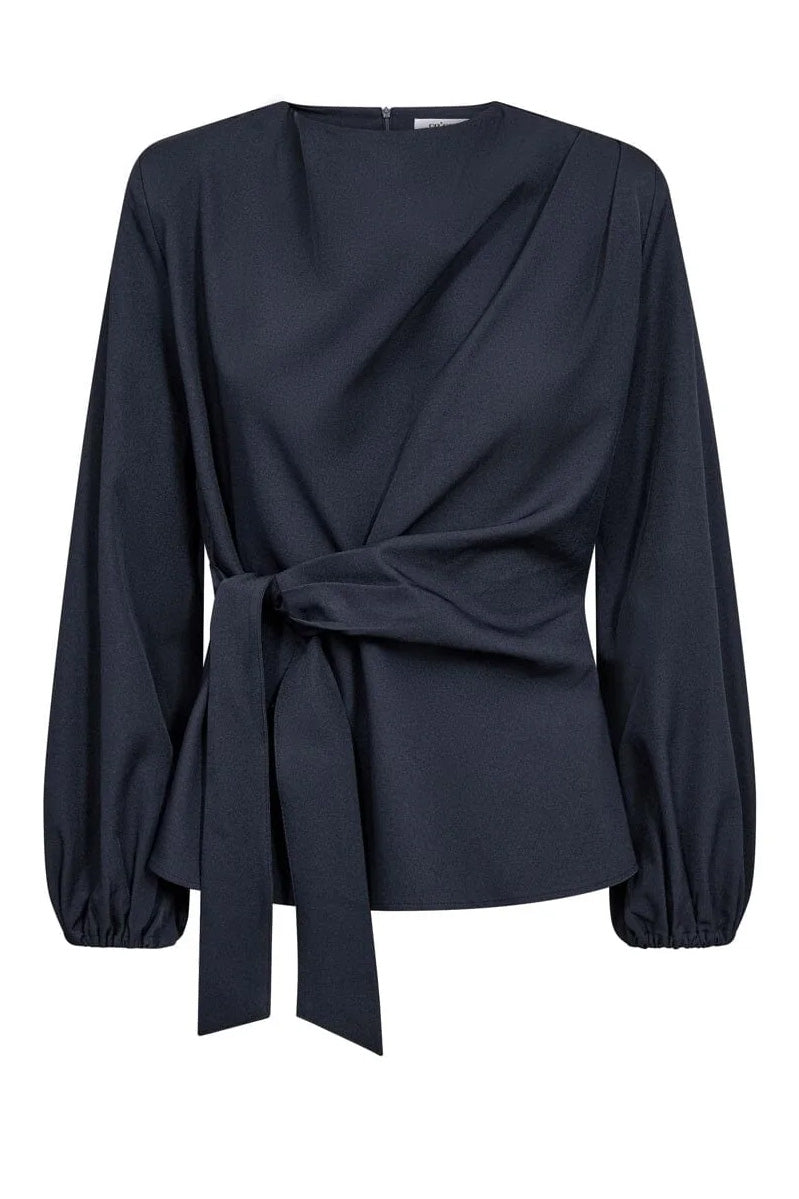 LunaCC Tie Blouse - Navy