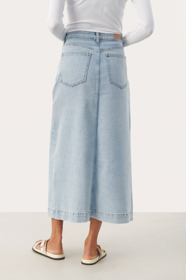 Caliah Maxi Skirt - Light Blue Denim