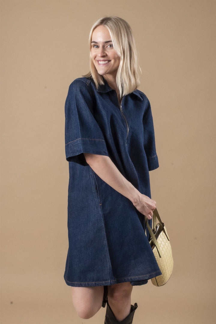 Malo 181 Short Zip-Dress - Dark Blue Un-Wash