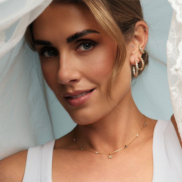 Halo Hoops by Tone Damli - Gold/Crystal