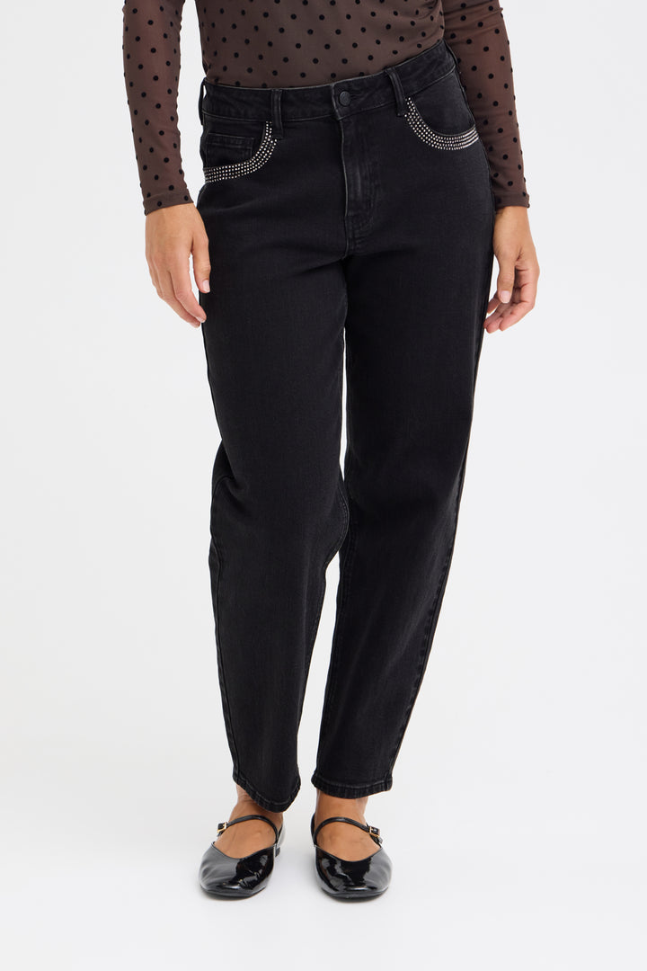 PZFELIZIA HighWaist JEANS TAPERED LEG - Black Denim