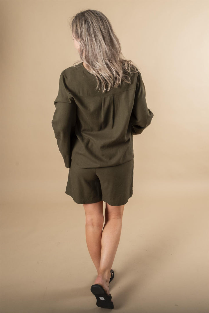 Dias Linen Blouse - Forest Night