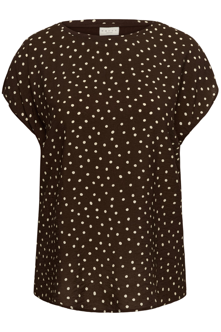 KCmila Printed Blouse - Coffee Bean Turtledove Dot