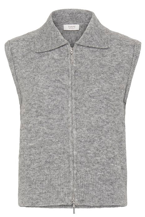 BYOMEA ZIPPER Waistcoat - Mid Grey Melange