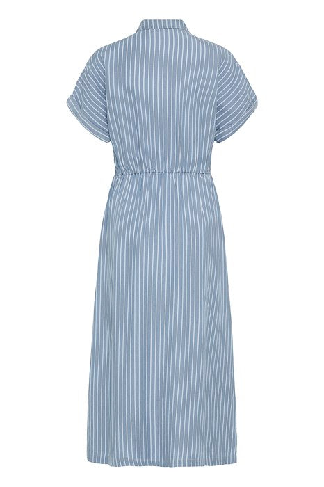 BYKOSMO BUTTON DRESS - LIGHT BLUE DENIM STRIPE