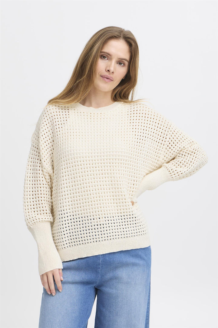 PZRAELYN Oversized Pullover - Antique White