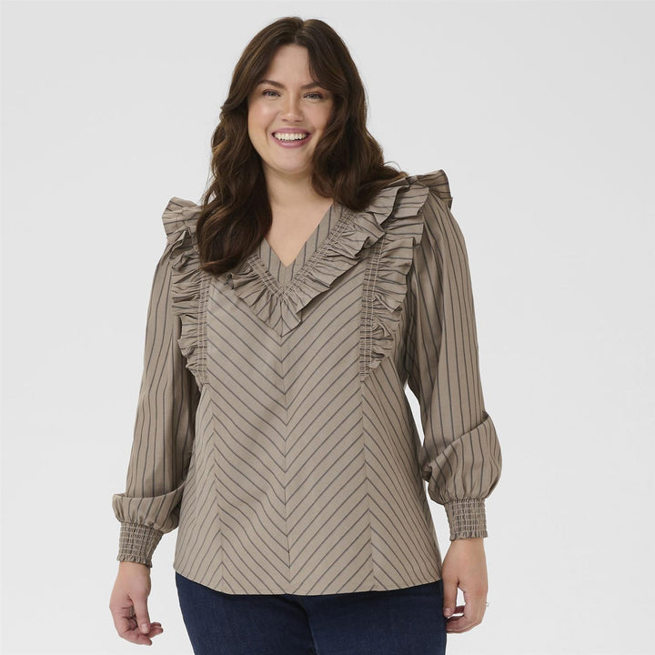 KCjerria Blouse - Morel / Black Coffee Stripe