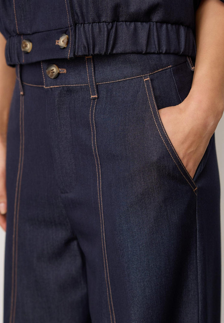 Terry Barrel Pant - Navy Denim