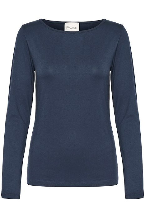 Vista Boat Neck Blouse - Dark Sapphire Blue